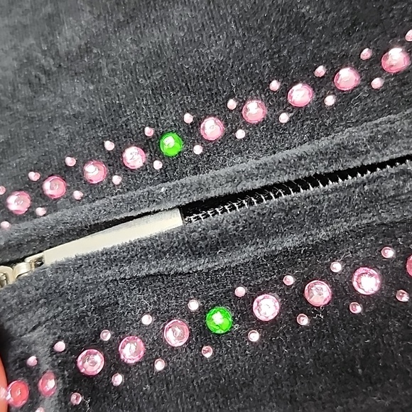 Black Velvet zip-up hoodie with Rhinestones. Size 2X Women's - Picture 3 of 9